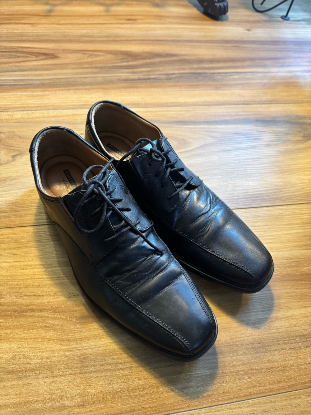 Clarks Black Leather Lace-Up Oxford Dress Shoes